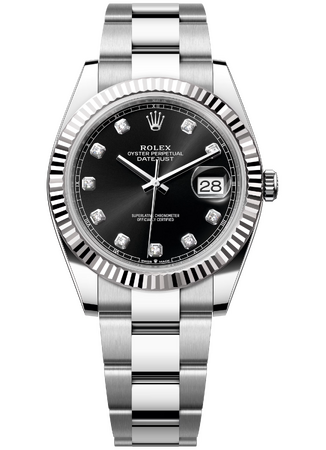 Rolex Datejust 41 mm White Rolesor Black Diamond-set Dial 126334