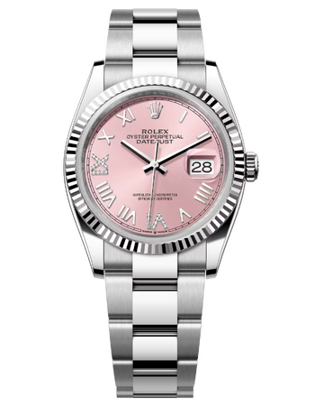 Rolex Datejust 36 mm White Rolesor Pink Diamond-set Dial 126234