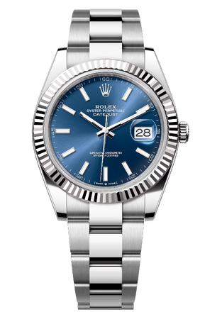 Rolex Datejust 41 mm White Rolesor Bright Blue Dial 126334