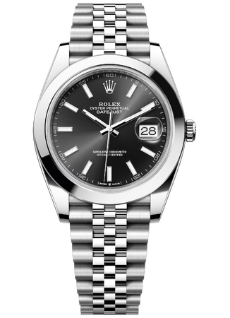 Rolex Datejust 41 mm Oystersteel Bright Black Dial 126300 Jubilee