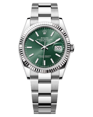 Rolex Datejust 36 mm White Rolesor Mint Green Dial 126234