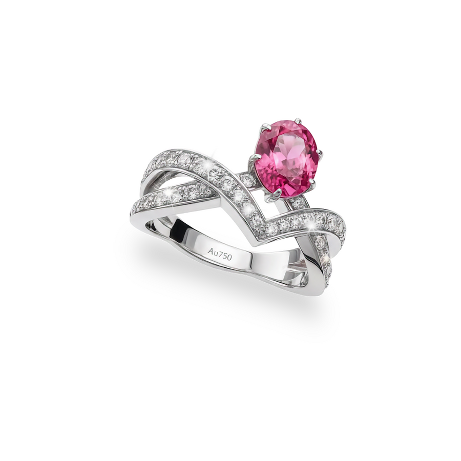 Кольцо Natural Corundum Red Ruby (No Heating) 1,57 ct. 18k White Gold Diamonds
