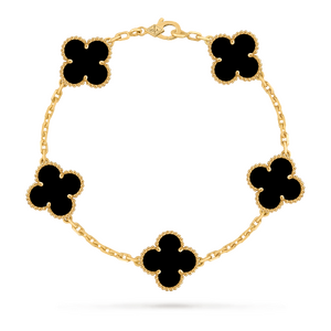 Браслет Van Cleef & Arpels Vintage Alhambra Onyx Yellow Gold 5 мотивов
