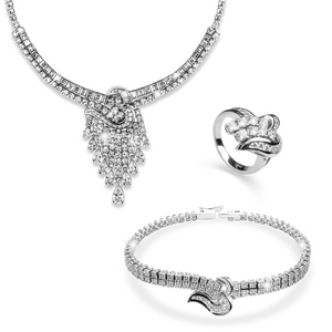 Комплект Колье/Браслет/Кольцо White Gold 18K Natural Diamonds
