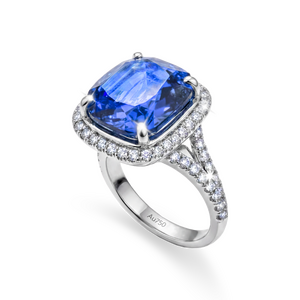 Кольцо Natural Blue Sapphire (No Heating) 5,73 ct. 18k White Gold Diamonds